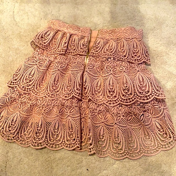 Self Portrait Lace Pink Mini Scallop Skirt - Picture 2 of 3